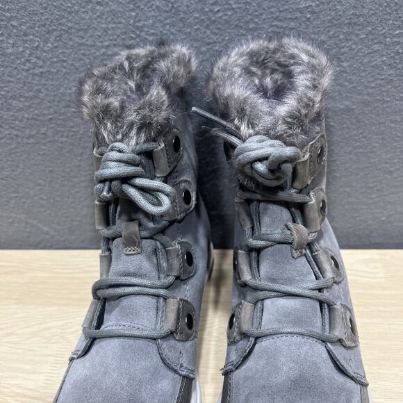 Sorel Explorer Joan Waterproof Gray Suede Lace Up Mid Bootie Womens Size 7 - Picture 5 of 12